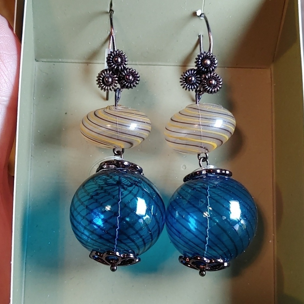 NEW in Box ZARA Glass Art Deco Earrings